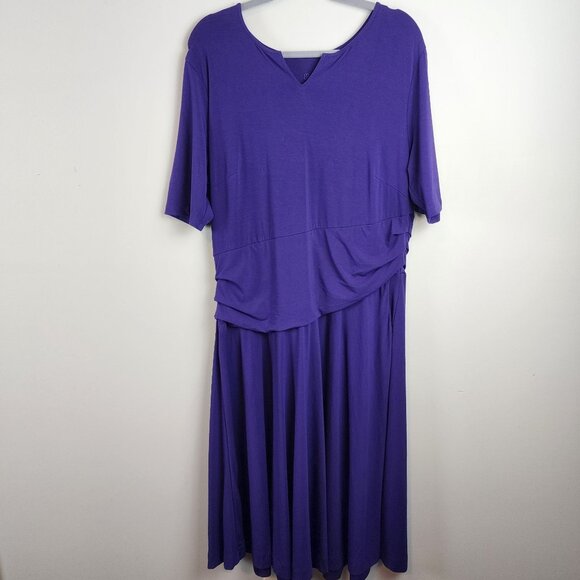 Betabrand Womens 2XL Purple Draped Dress Short Sleeve Soft - Picture 1 of 7